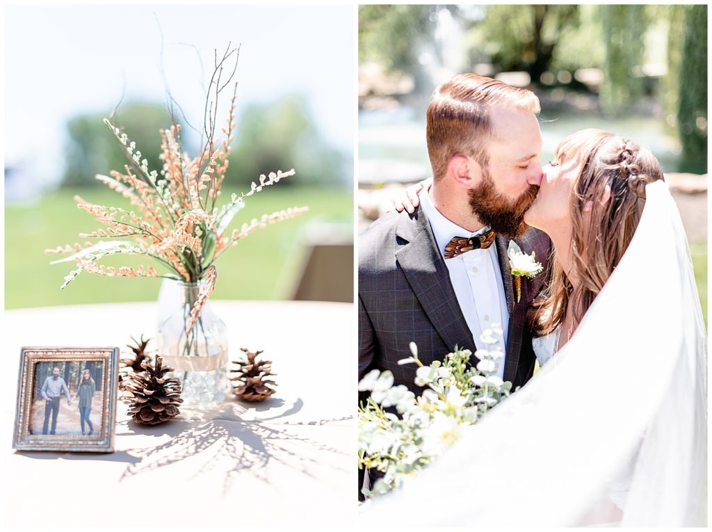 The Best Boise Wedding Photographers, Denise and Bryan Photography. Wedding table details and veil photo