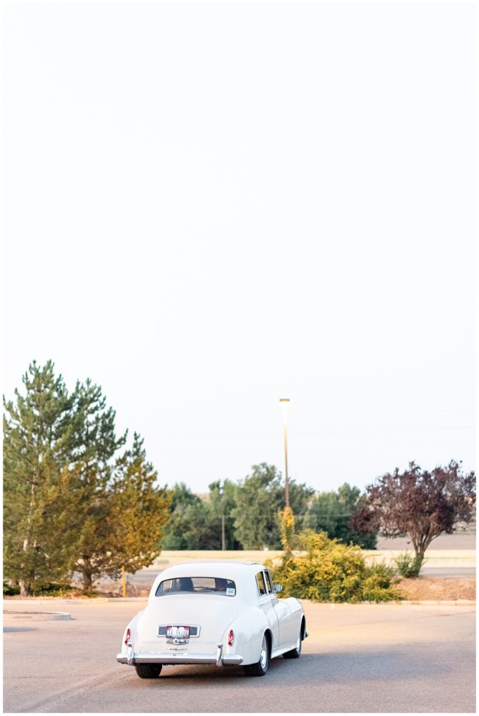 The Best Boise Wedding Photographers, Denise and Bryan Photography. Wedding exit town car rolls royce